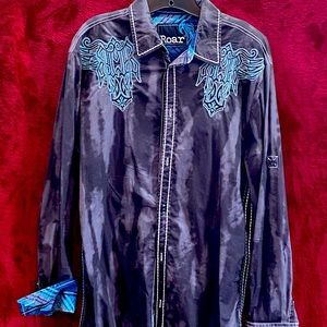 Roar mens casual embroidered shirt!